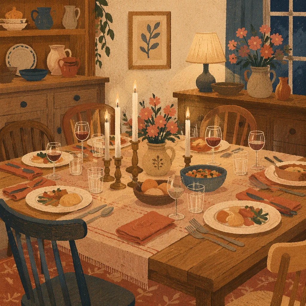 Candlelit Family Dinner of Quiet Gratitude