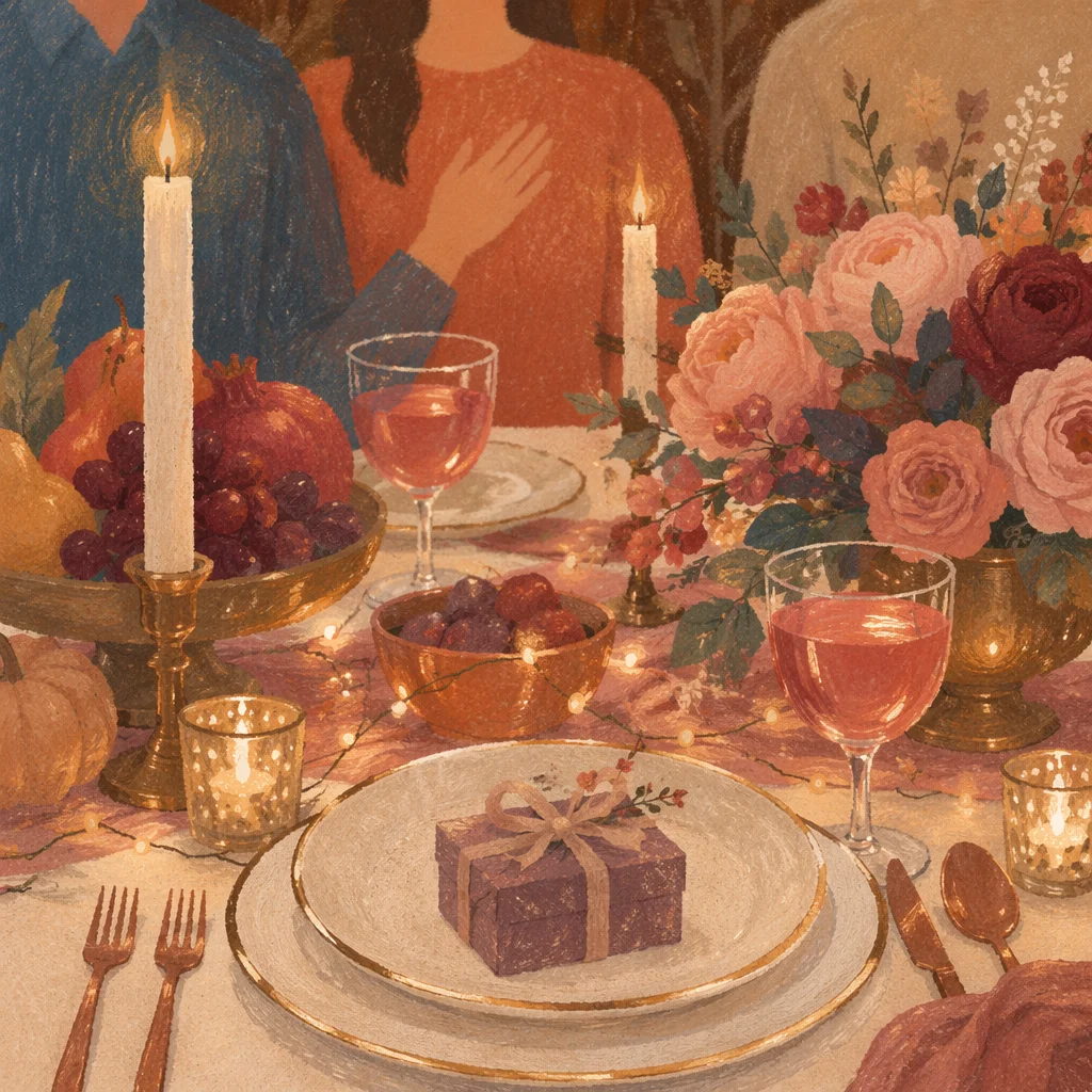 Candlelit Family Gratitude Dinner Table