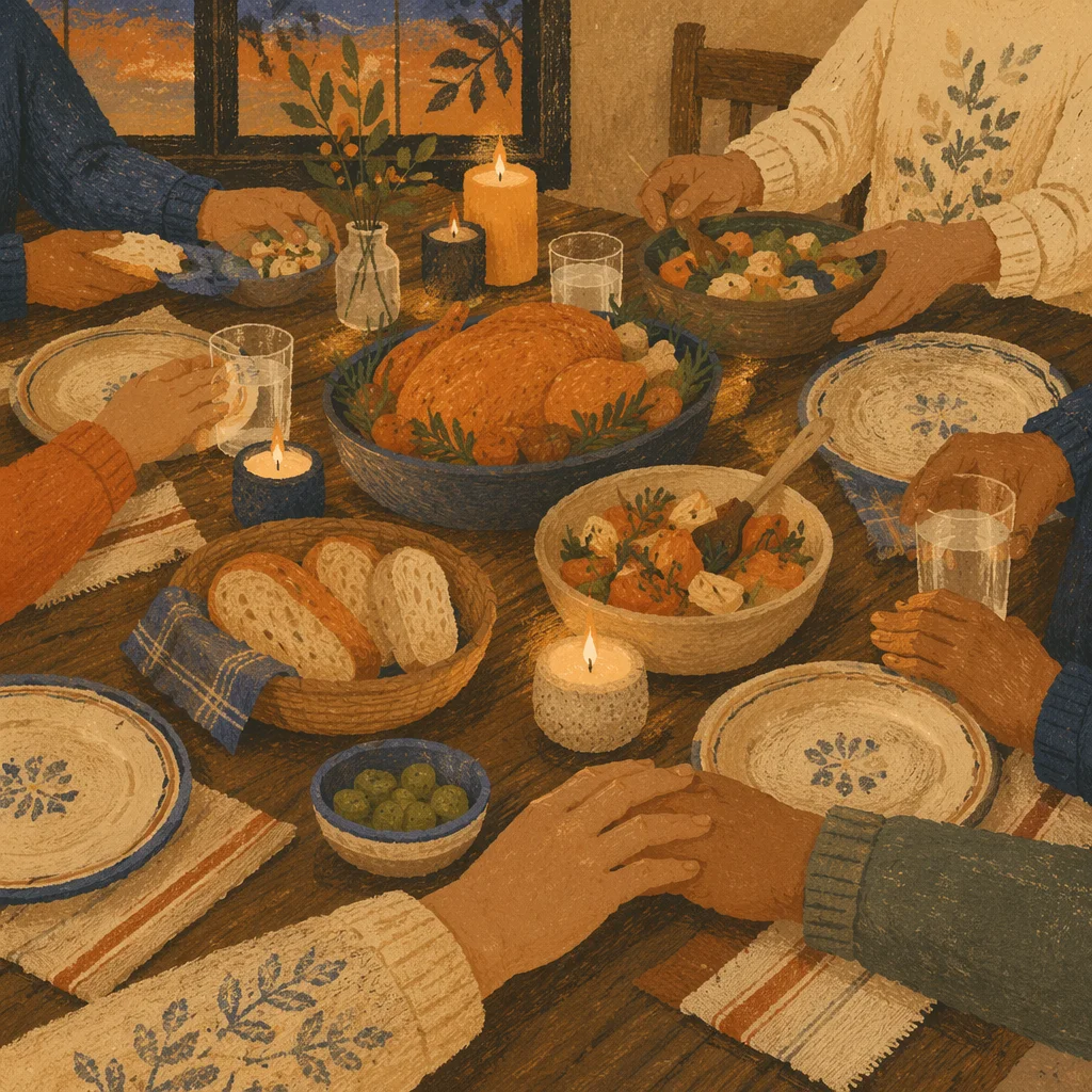 Family Dinner Gratitude by Candlelight