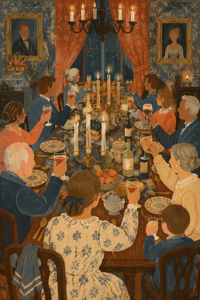 Candlelit Family Dinner Toast of Gratitude