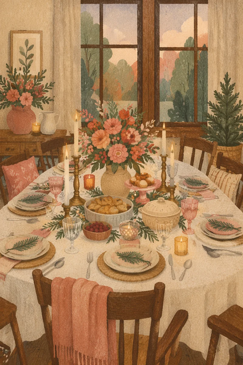 Candlelit Family Gratitude Dinner Table