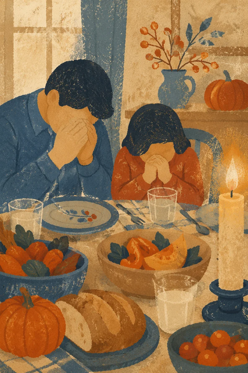 Family Dinner Gratitude by Candlelight
