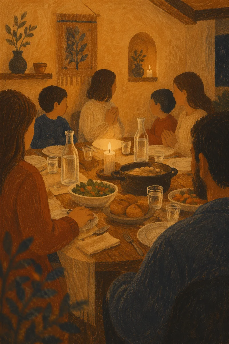 Grateful Family Dinner by Candlelight