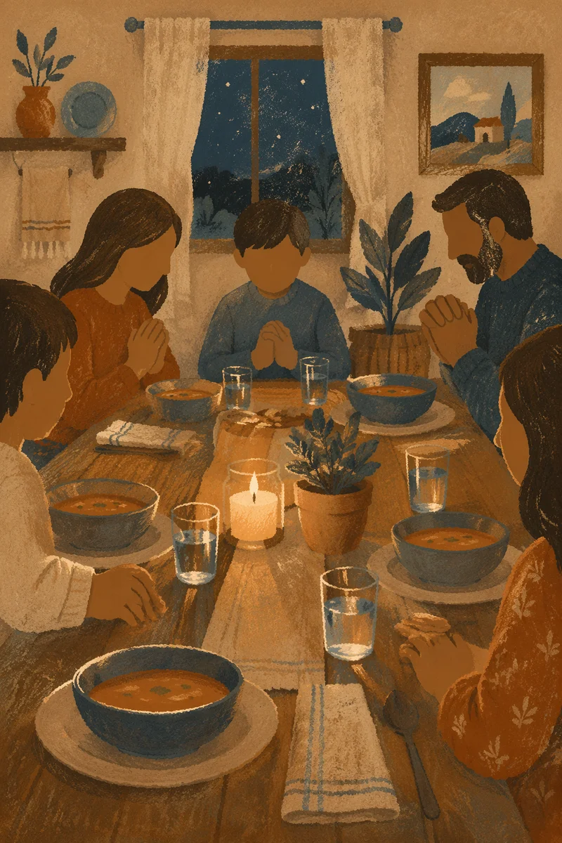 Candlelit Family Dinner Gratitude Moment