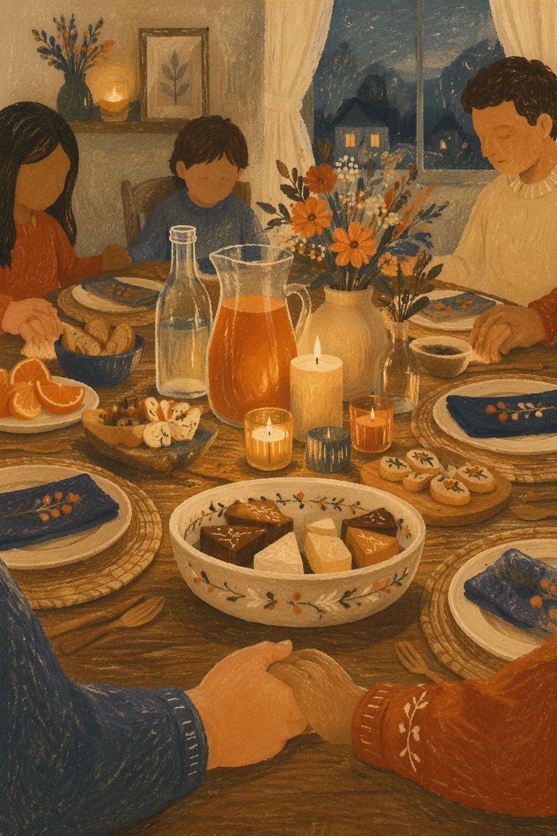 Candlelit Family Dinner Gratitude Moment