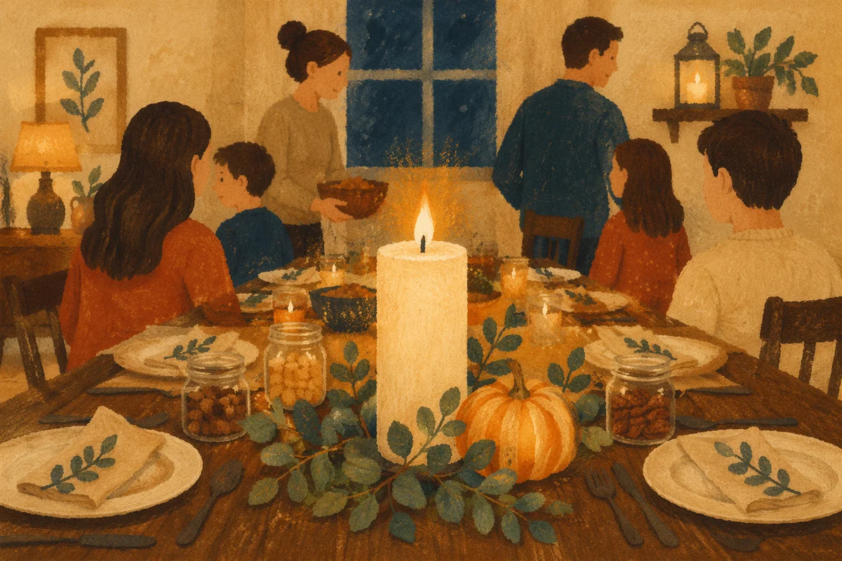Candlelit Family Gratitude Dinner Table