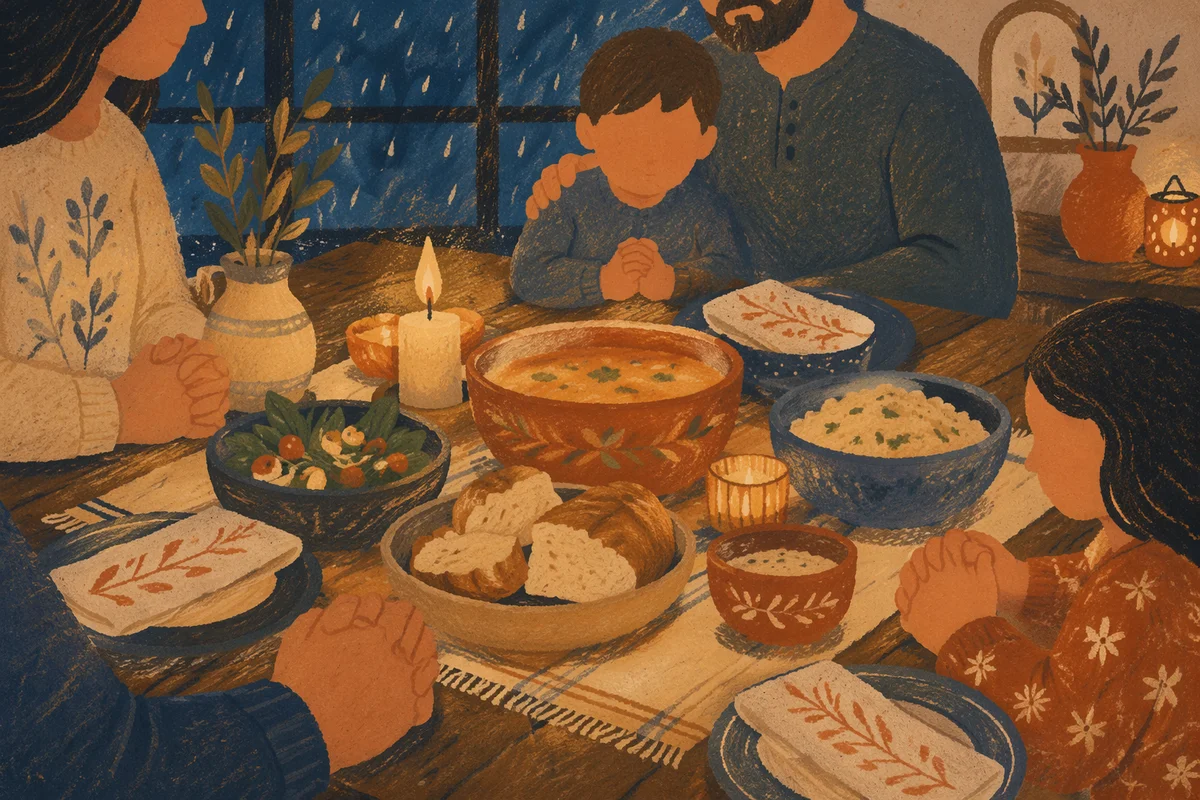 Candlelit Family Gratitude Dinner Table