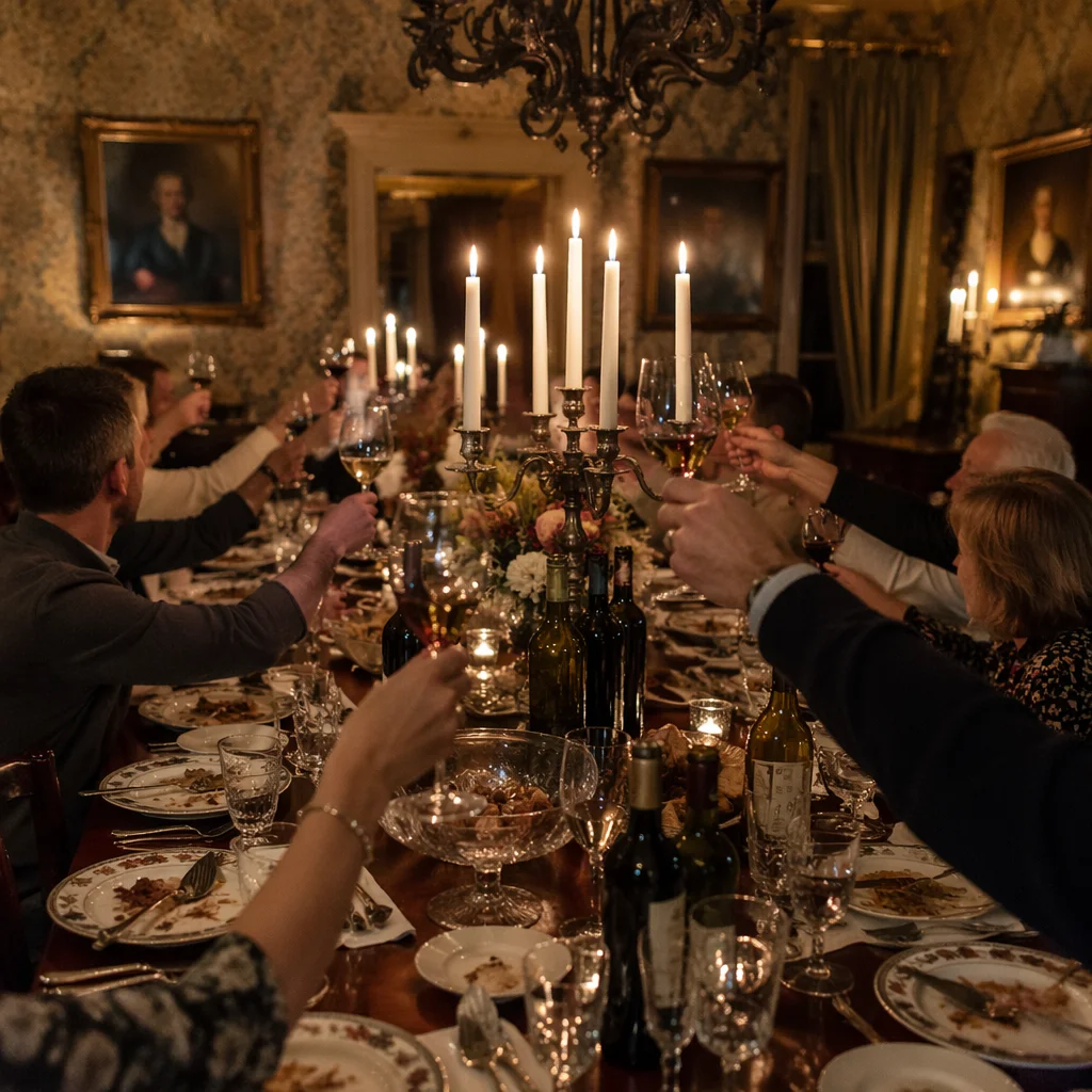 Candlelit Family Dinner Toast of Gratitude