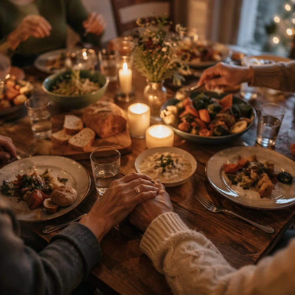Grateful Family Dinner by Warm Candlelight