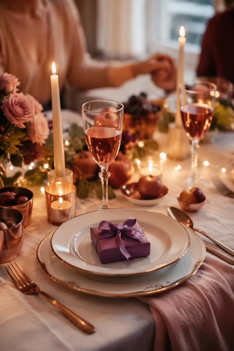 Candlelit Family Gratitude Dinner Table