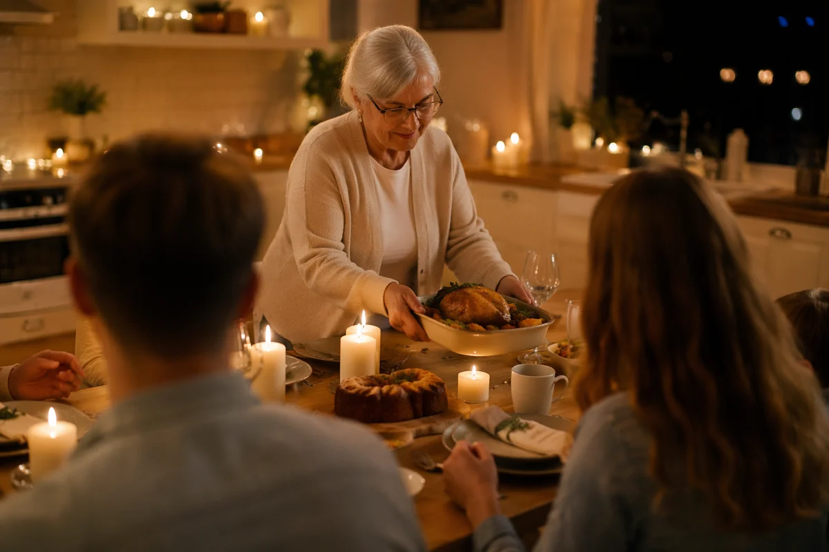 Candlelit Family Dinner Gratitude Moment