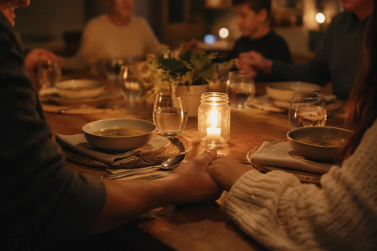 Grateful Family Dinner by Warm Candlelight