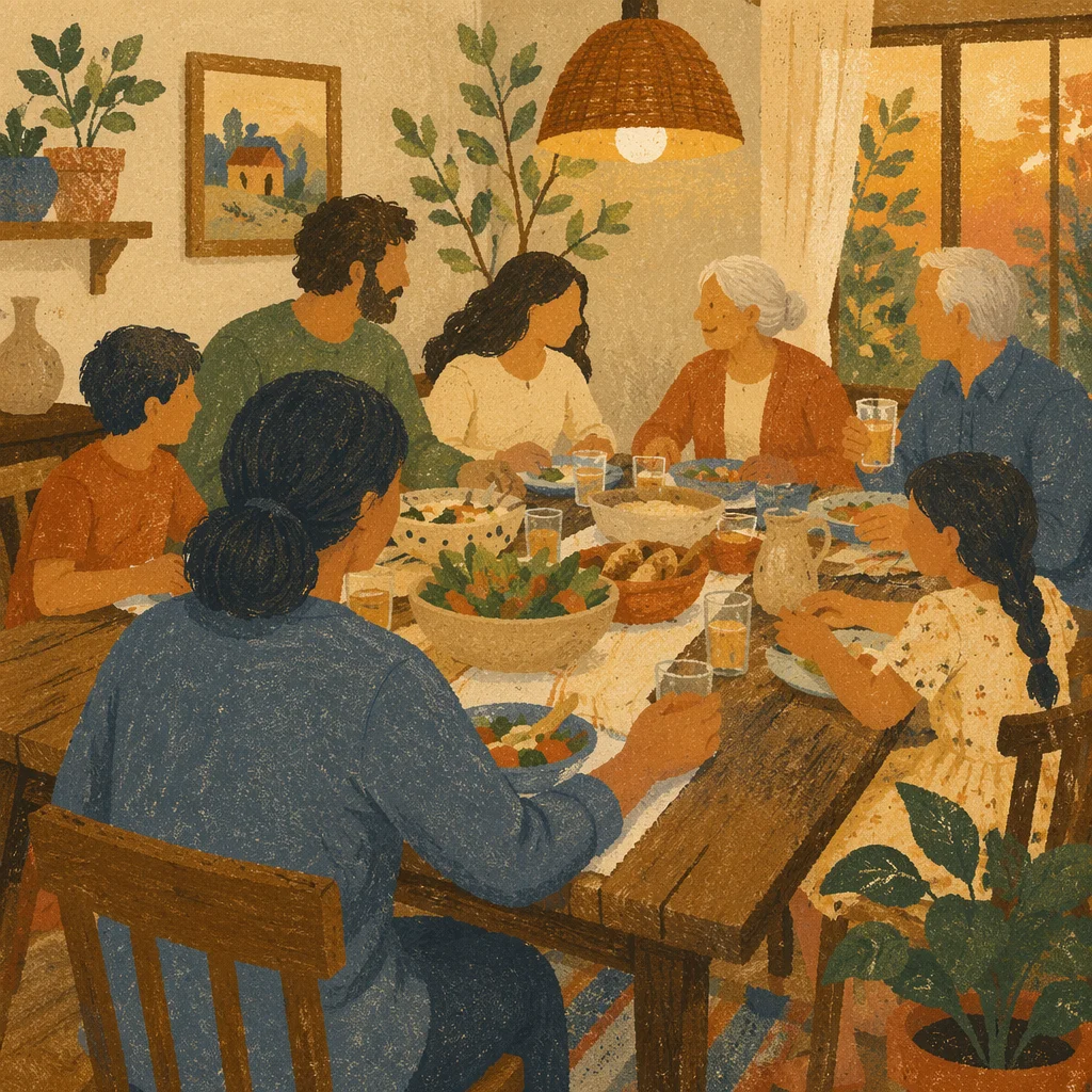 Joyful Multigenerational Family Dinner at Home
