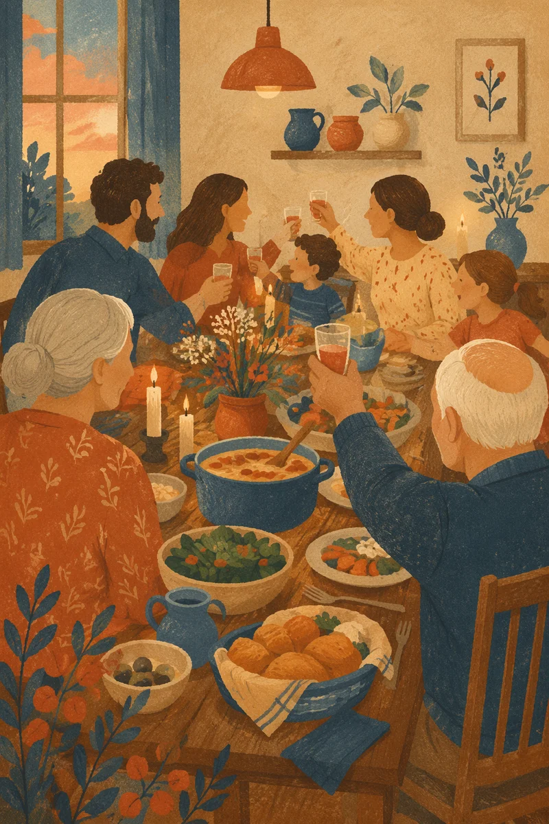 Joyful Multigenerational Family Dinner at Home