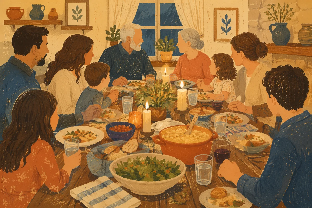 Joyful Multigenerational Family Dinner Table Gathering