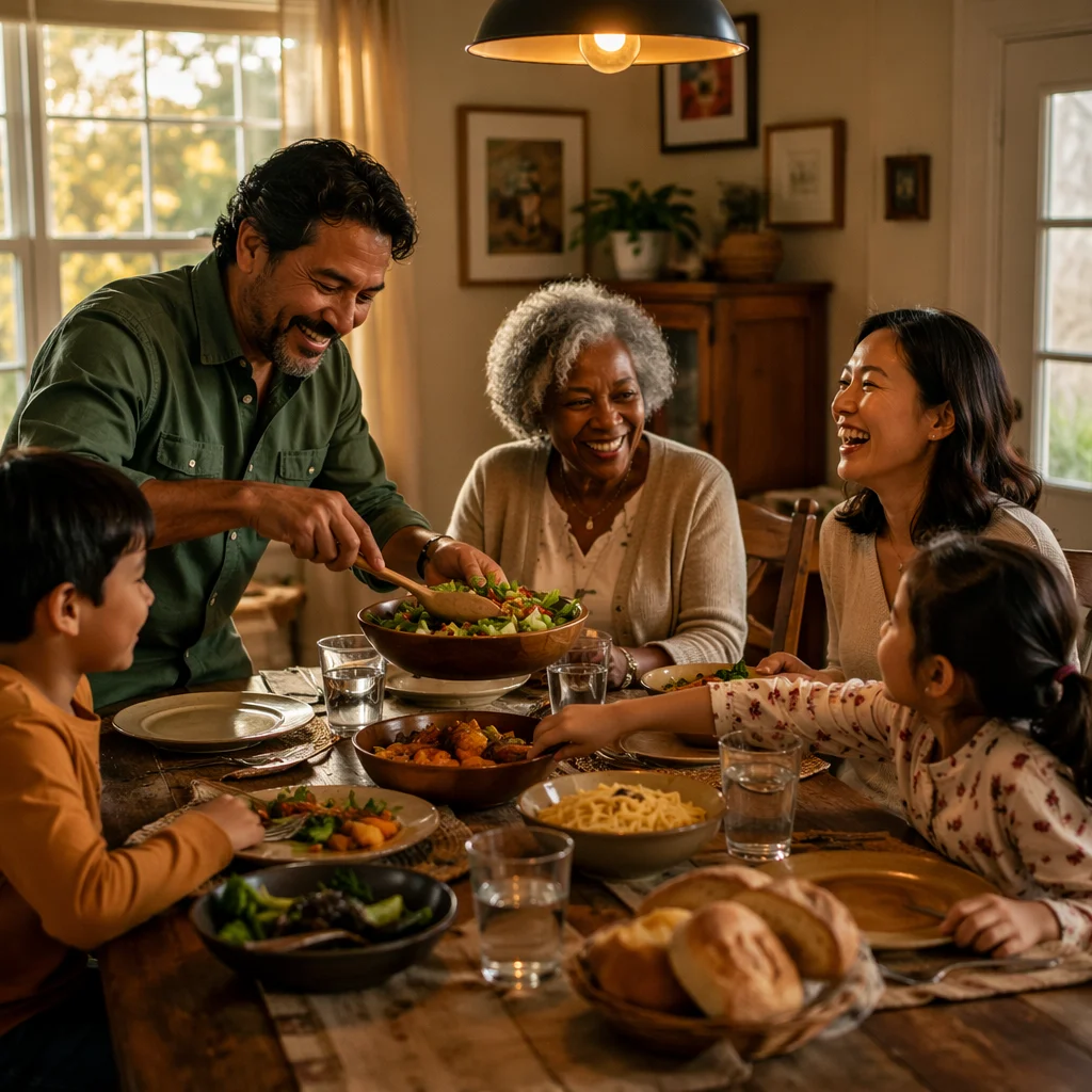 Joyful Multigenerational Family Dinner at Home