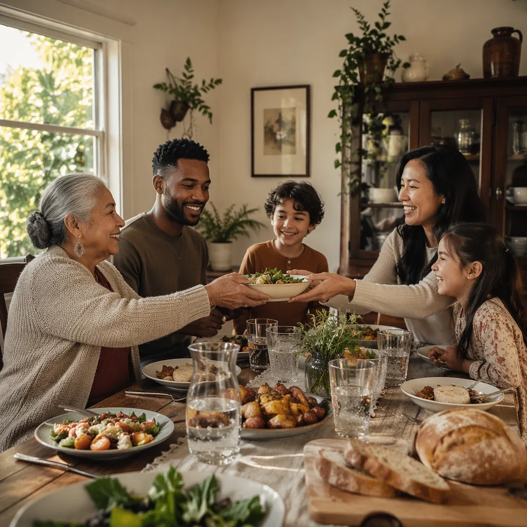 Joyful Multigenerational Family Dinner at Home