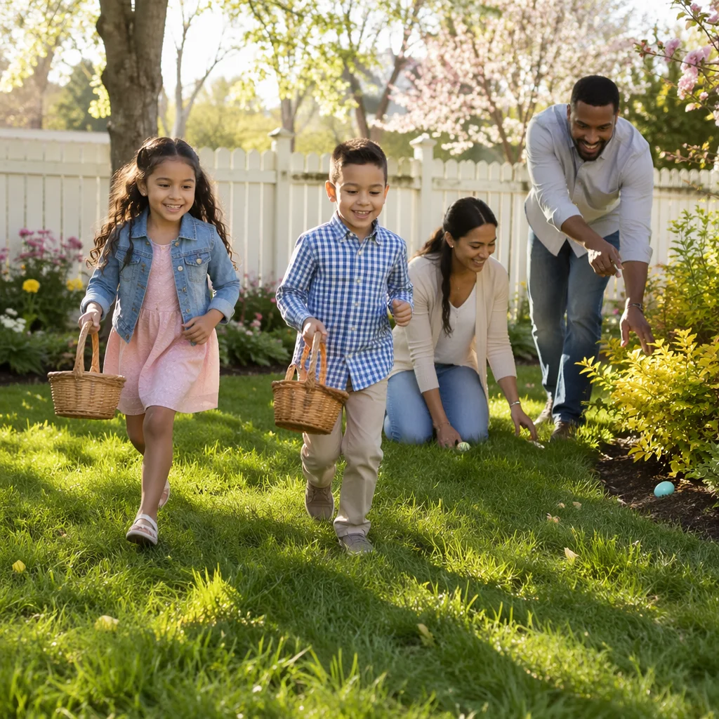 Family Easter Egg Hunt in Backyard