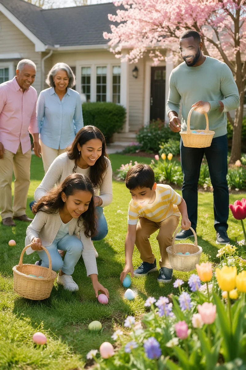Family Easter Egg Hunt in Backyard