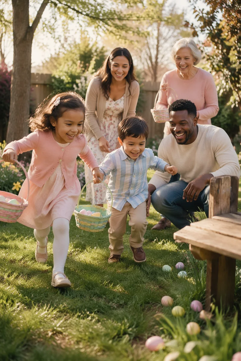 Family Easter Egg Hunt in Backyard