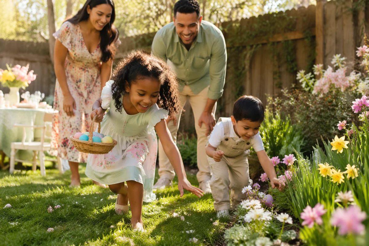 Family Easter Egg Hunt in Backyard