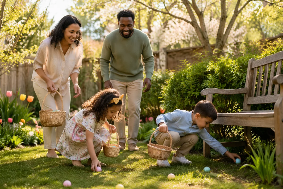 Family Easter Egg Hunt in Backyard