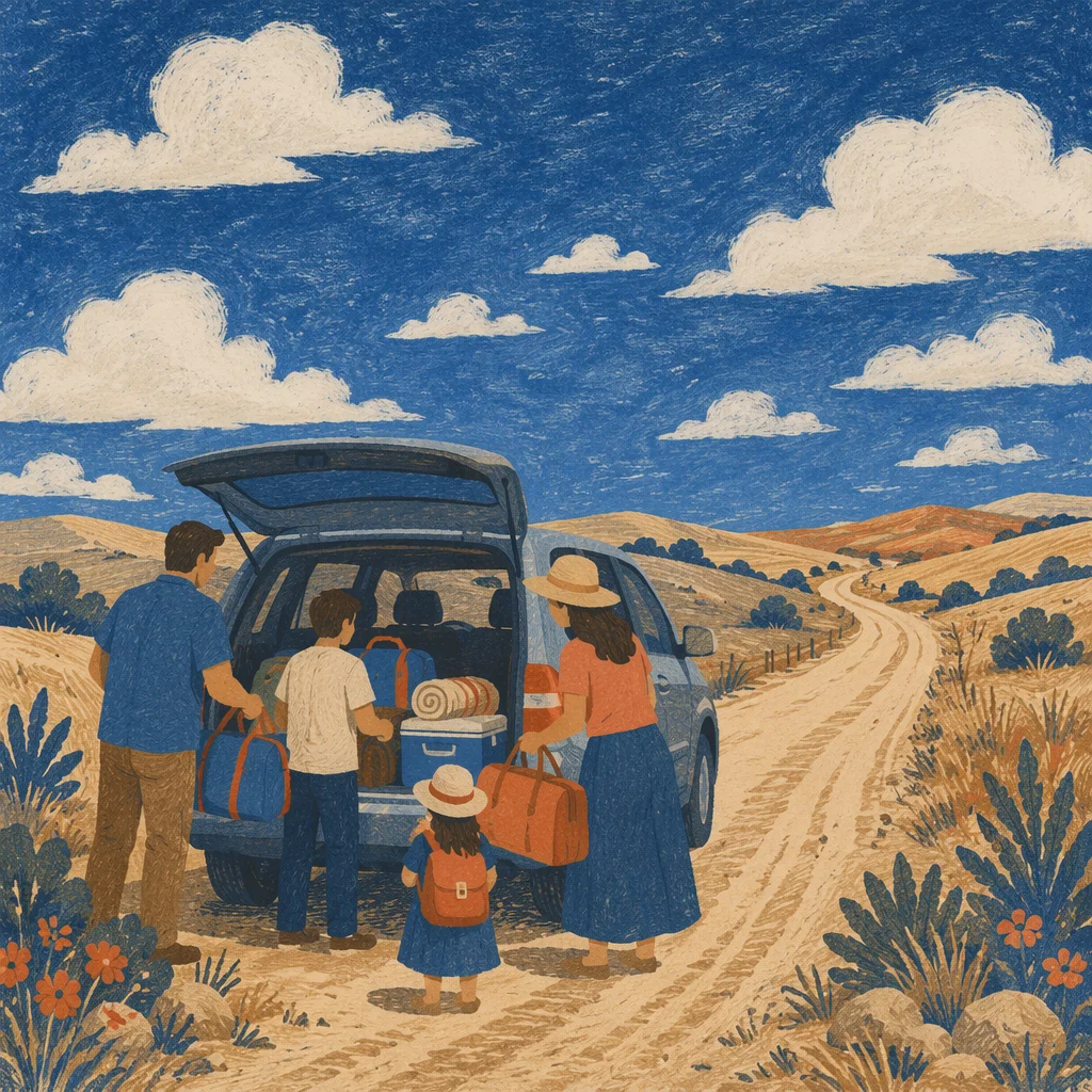 Family Loading Minivan for Summer Road Trip
