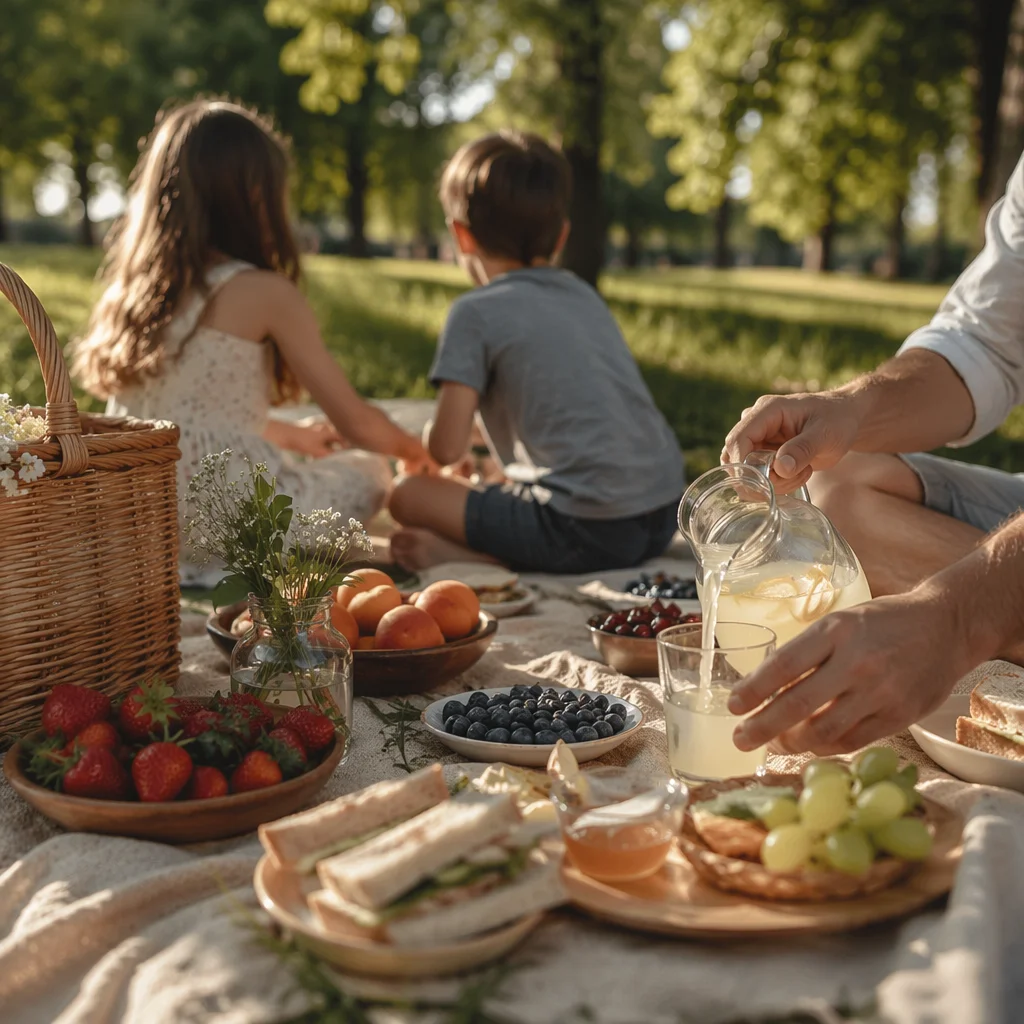 Relaxed Family Picnic with Lemonade