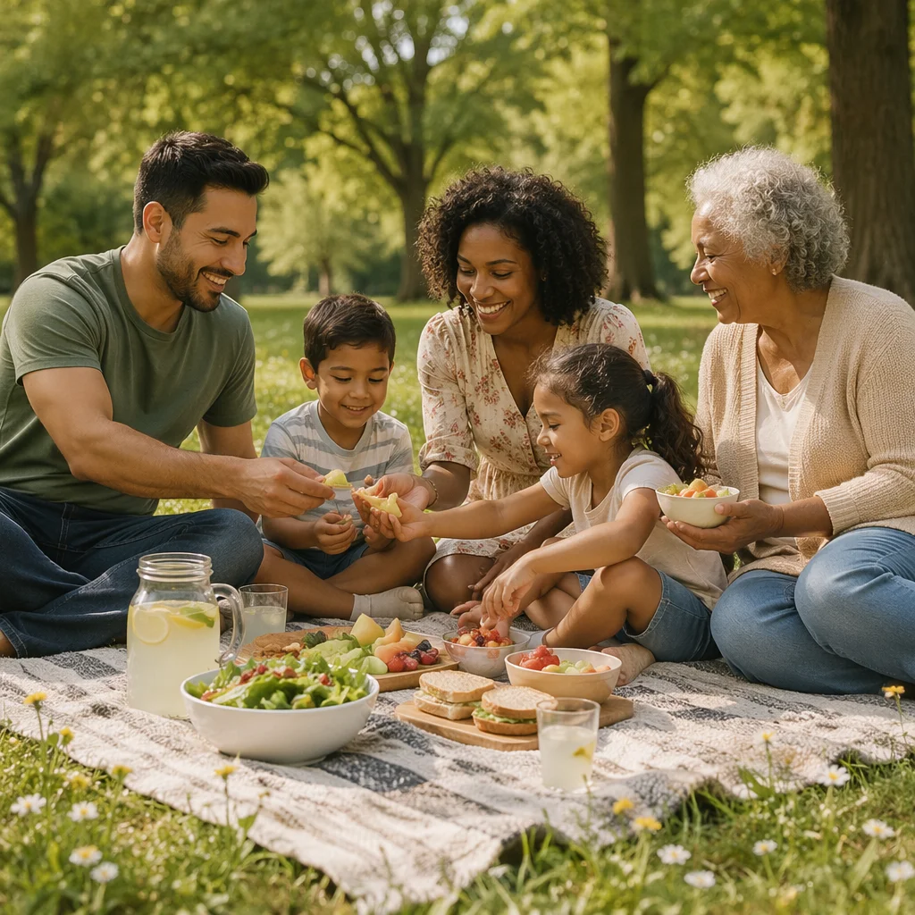Multigenerational Family Picnic in City Park