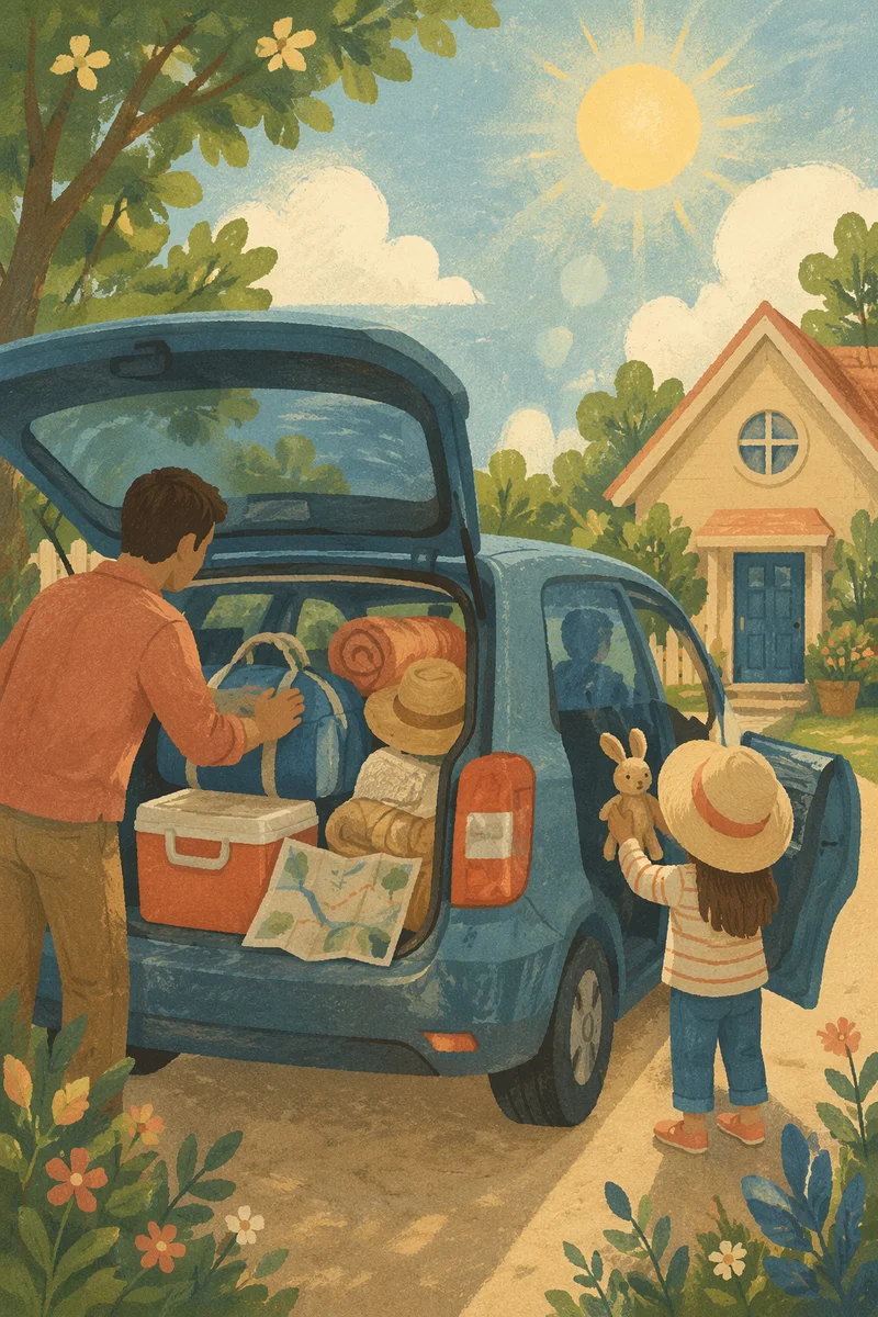 Sunny Family Road Trip Departure