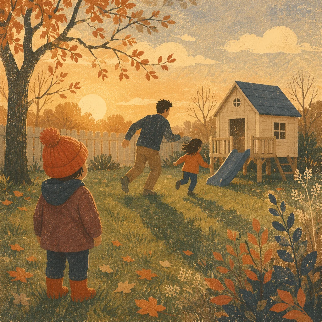 Father Playing With Children at Sunset