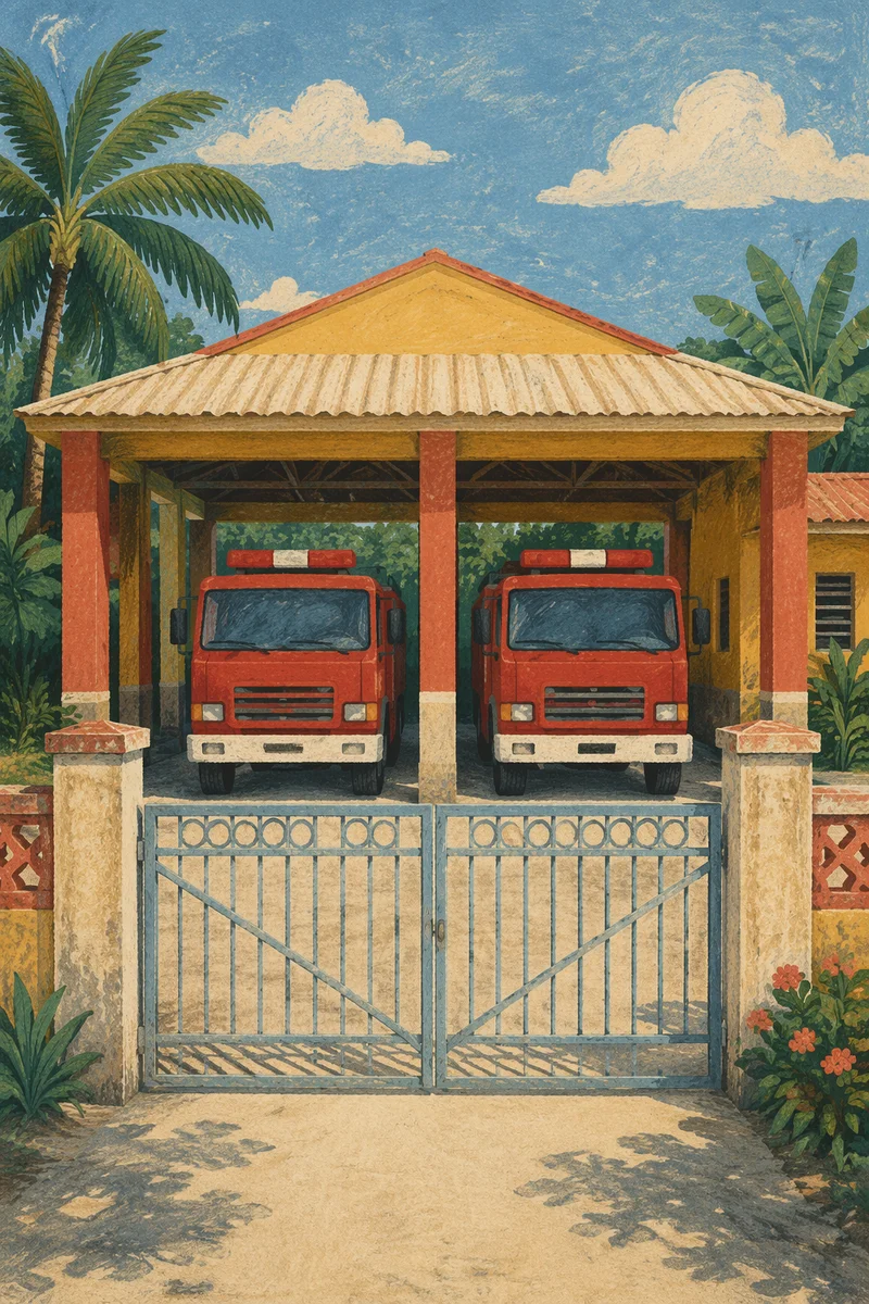 Red Fire Engines at Tropical Station