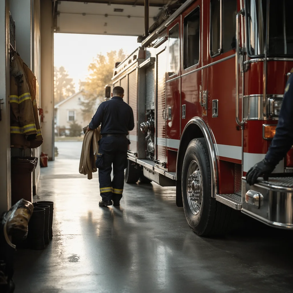 Fire Truck Ready at Morning Station