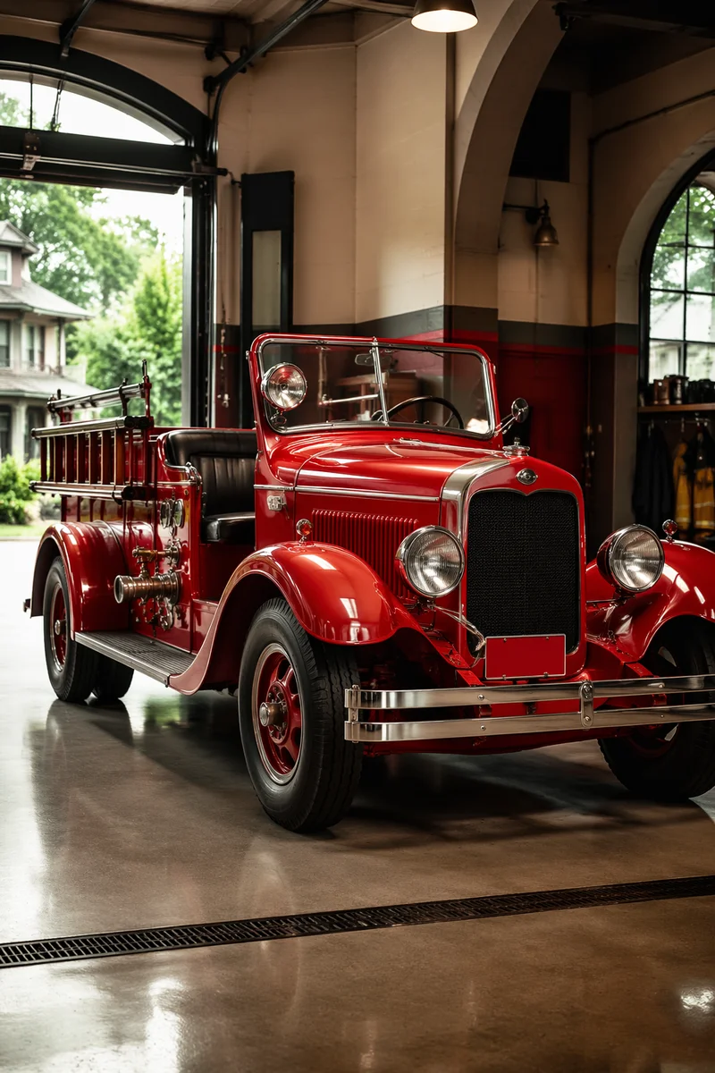Vintage Fire Truck at Station Bay