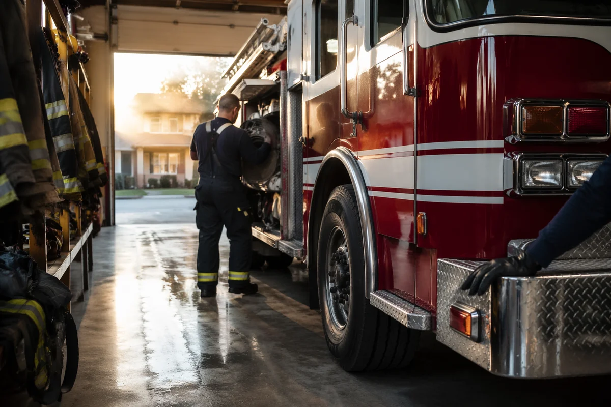 Fire Truck Engine Ready at Station