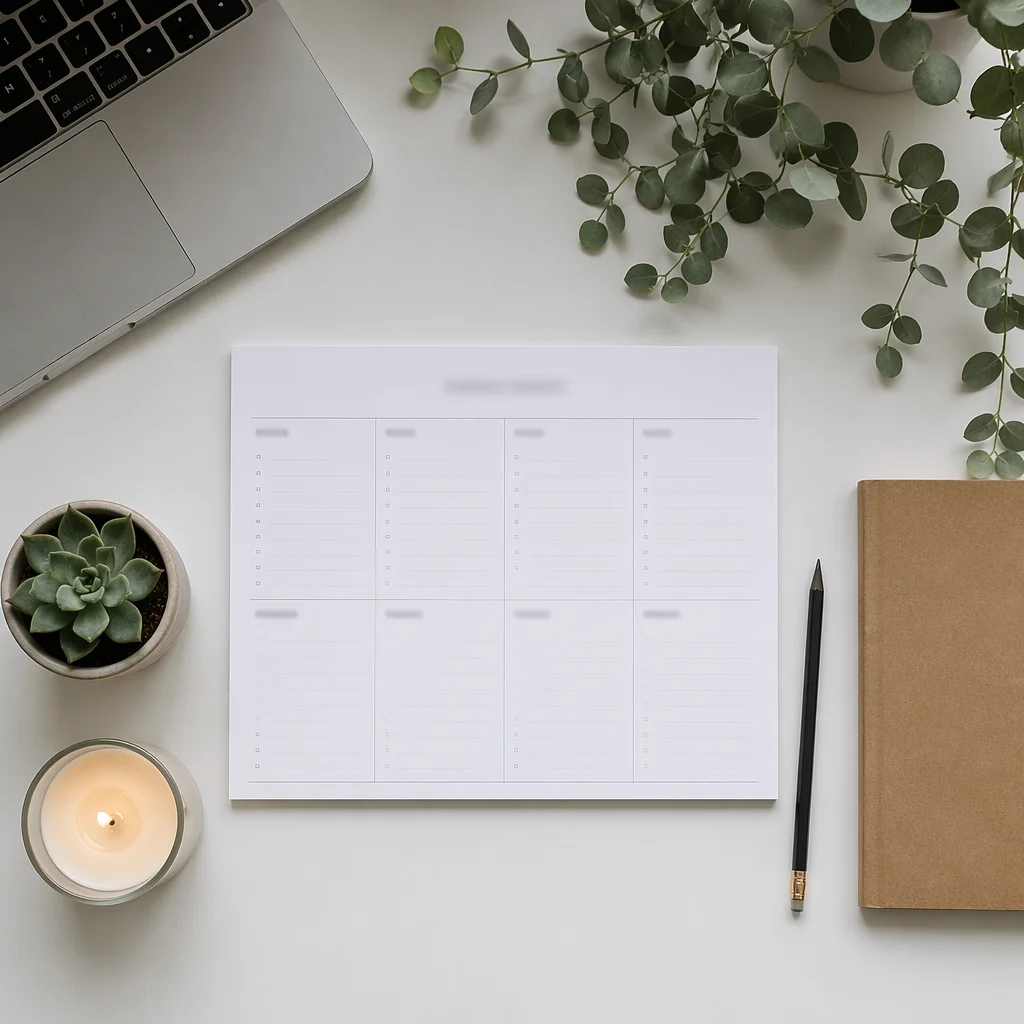 Minimalist Flat Lay Desk with Laptop