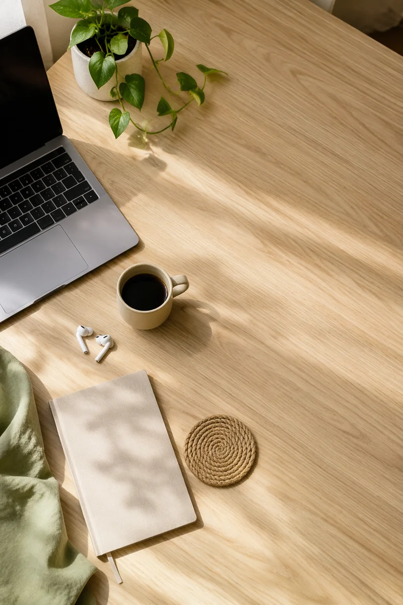 Calm Flat Lay Desk with Laptop