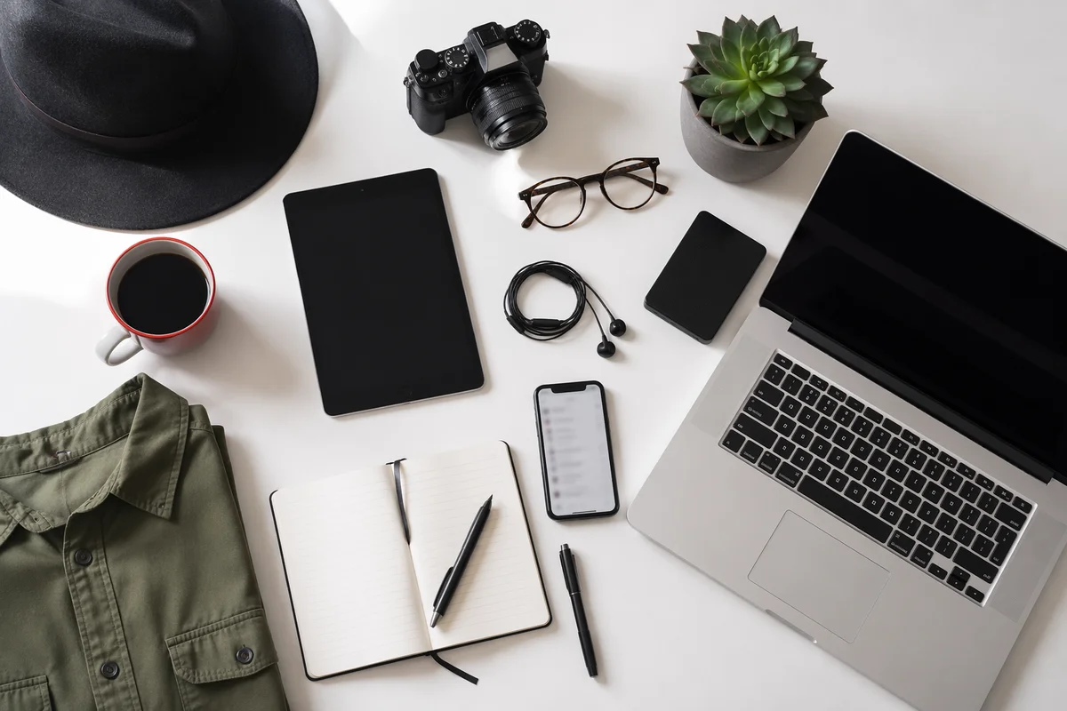Minimal Creative Desk Flat Lay Workspace