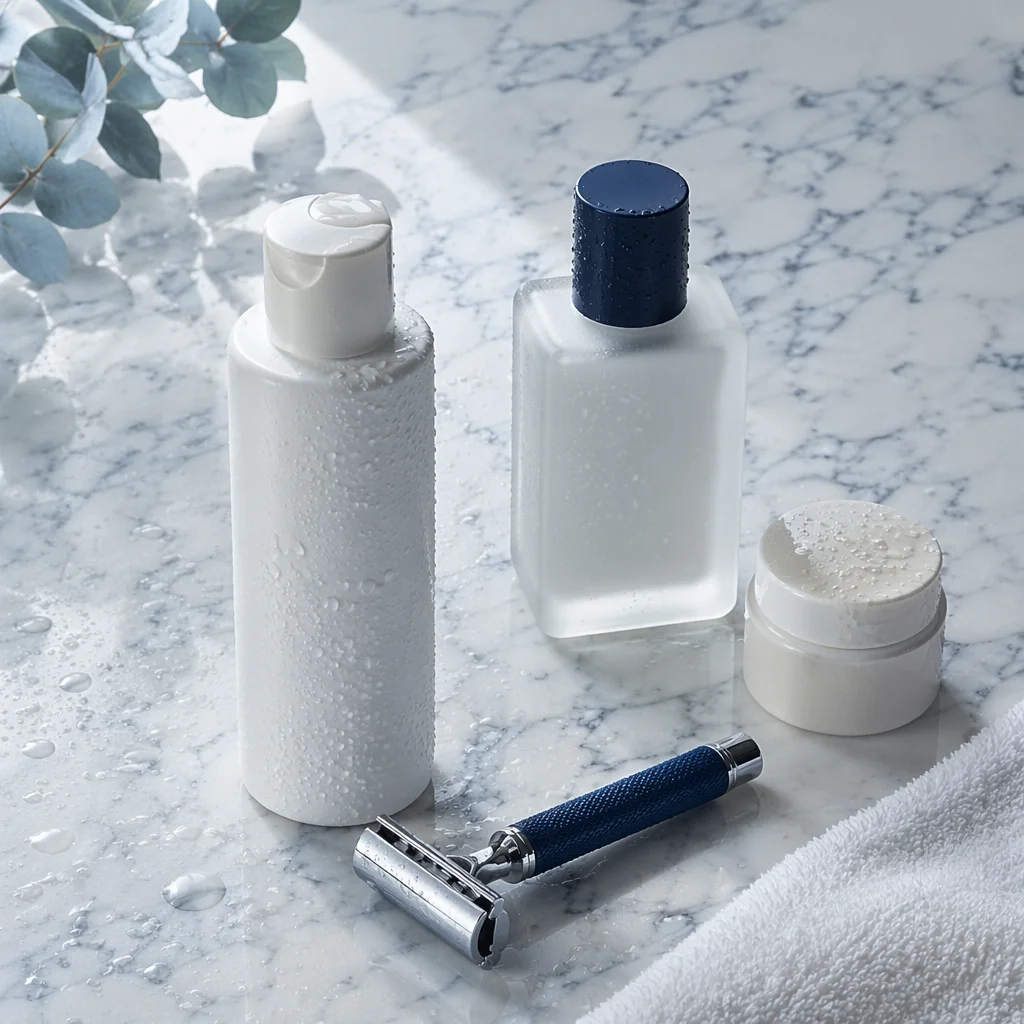 Fresh Skincare Routine on White Marble