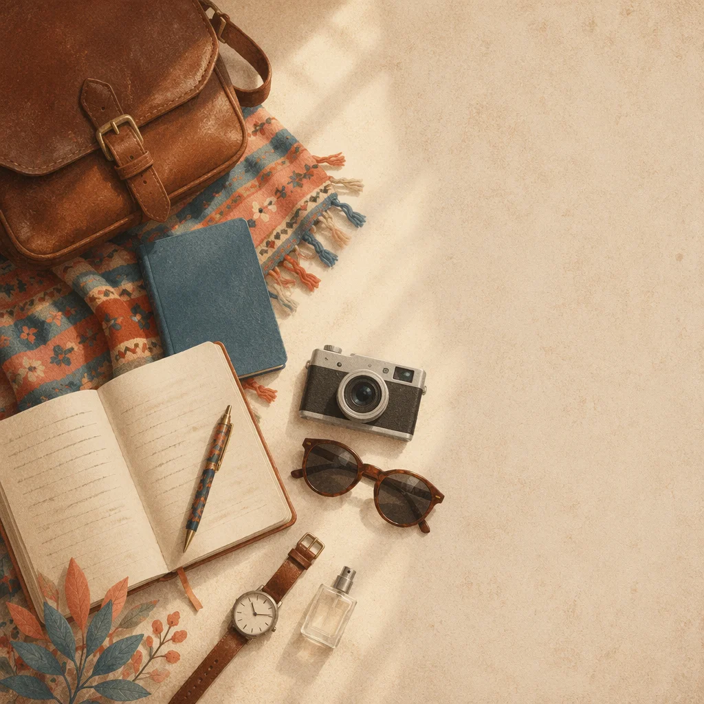Warm Flat Lay Travel Essentials