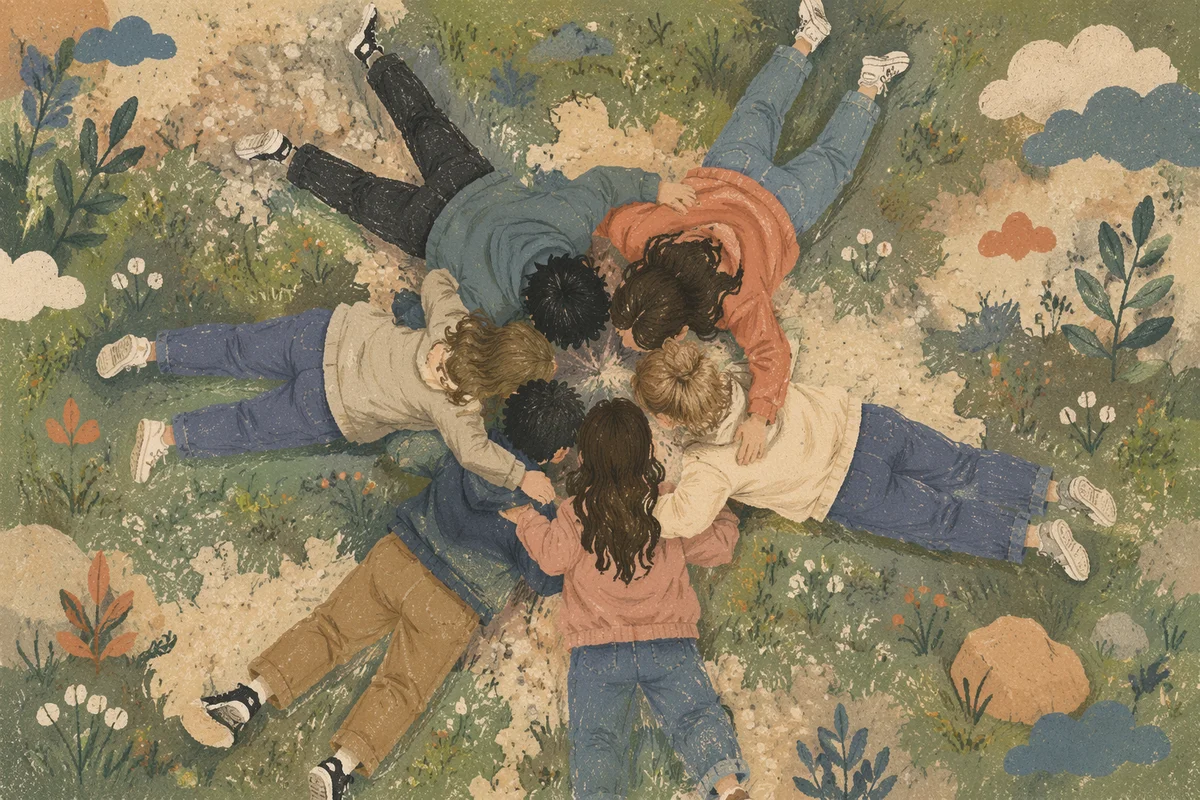 Overhead Circle of Friends Group Hug