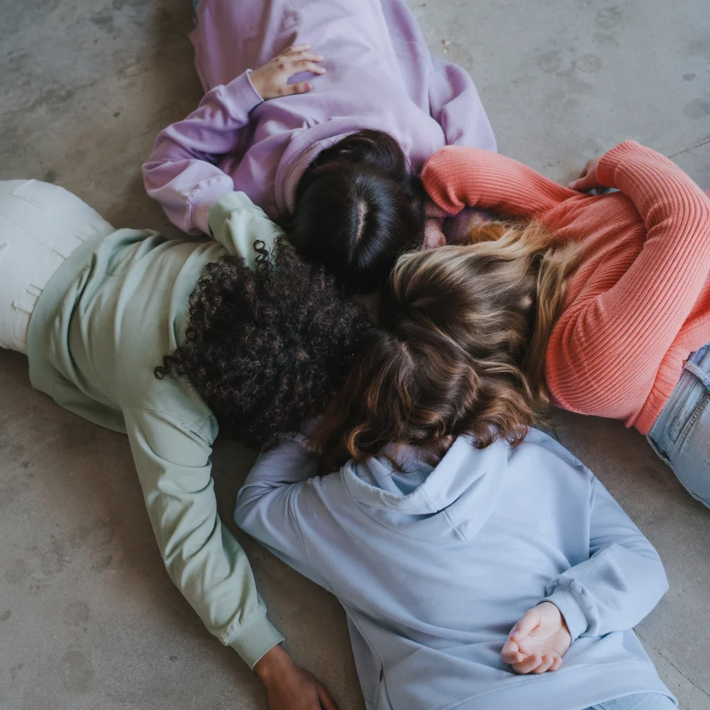 Overhead Circle of Friends Group Hug