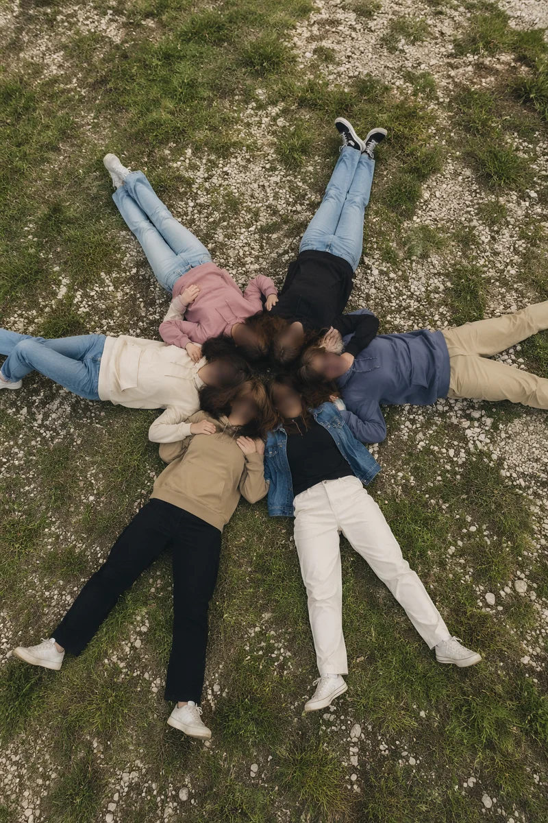 Overhead Friends Group Hug Circle Outdoors