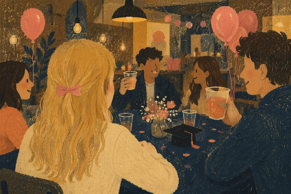 Friends Celebrating at Cozy Graduation Party