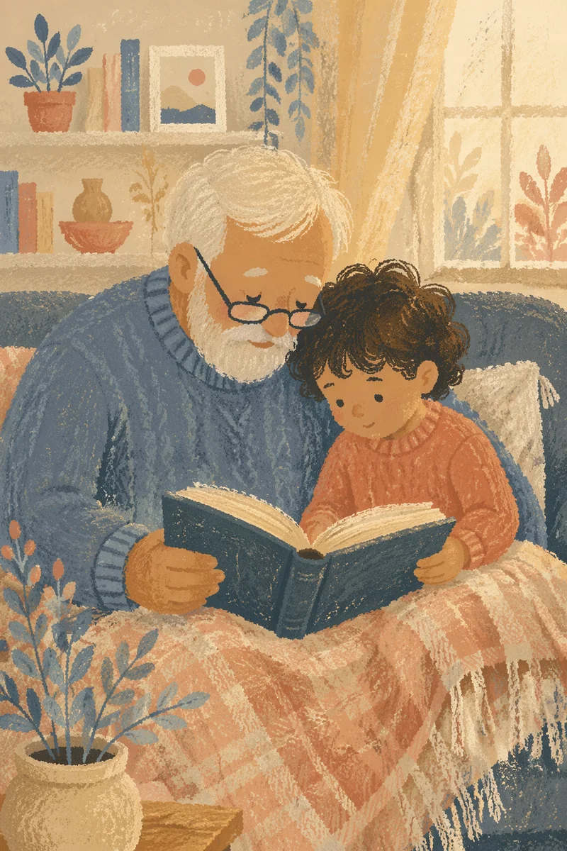 Grandfather and Grandchild Reading Scripture Together