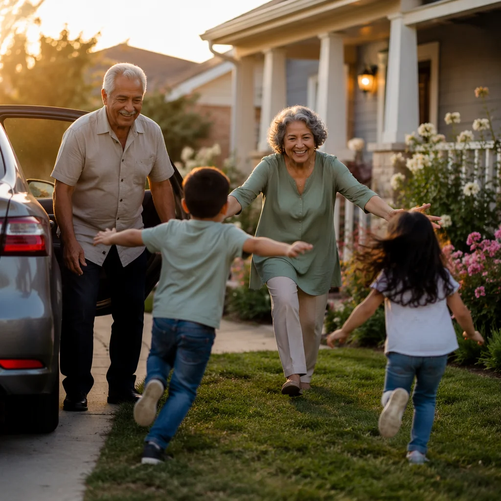 Grandchildren Running to Hug Grandparents