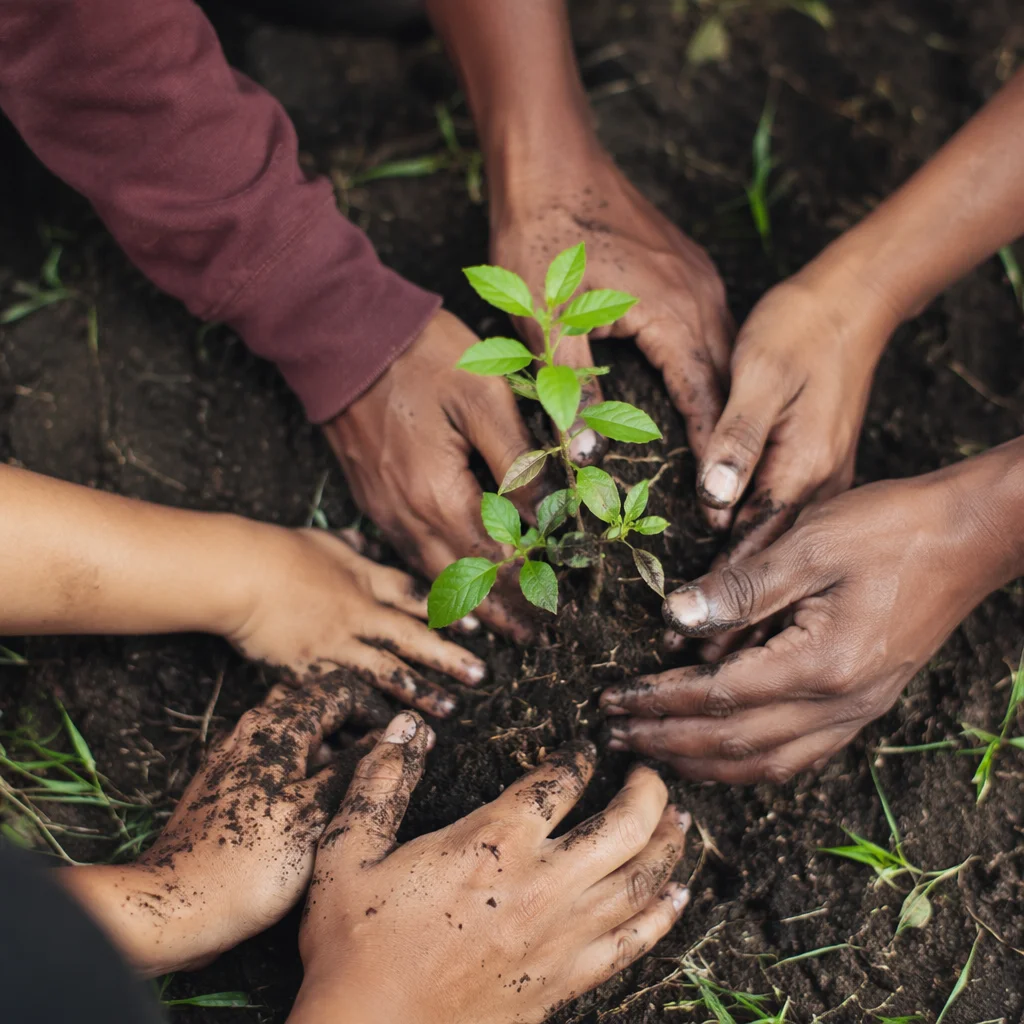 Hands Planting a Hopeful Green Seedling