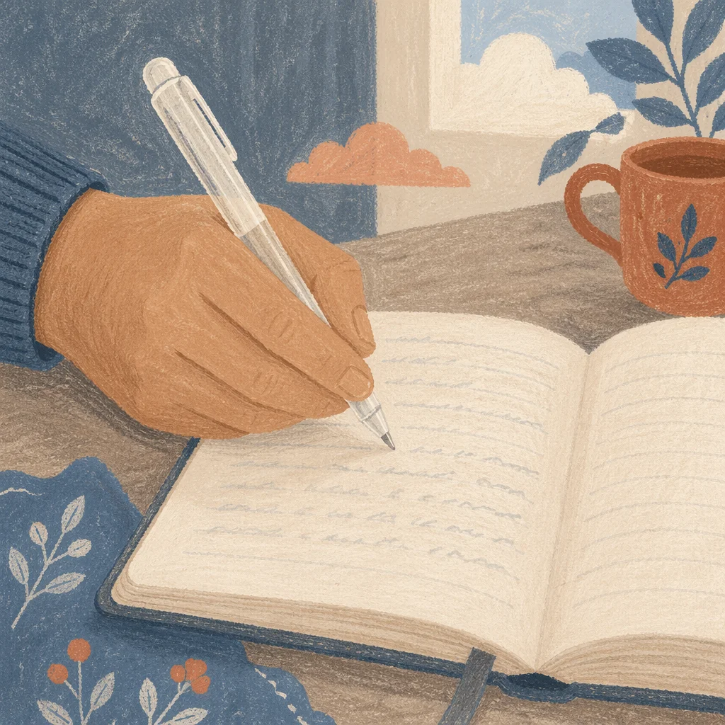 Hand Writing in a Quiet Prayer Journal