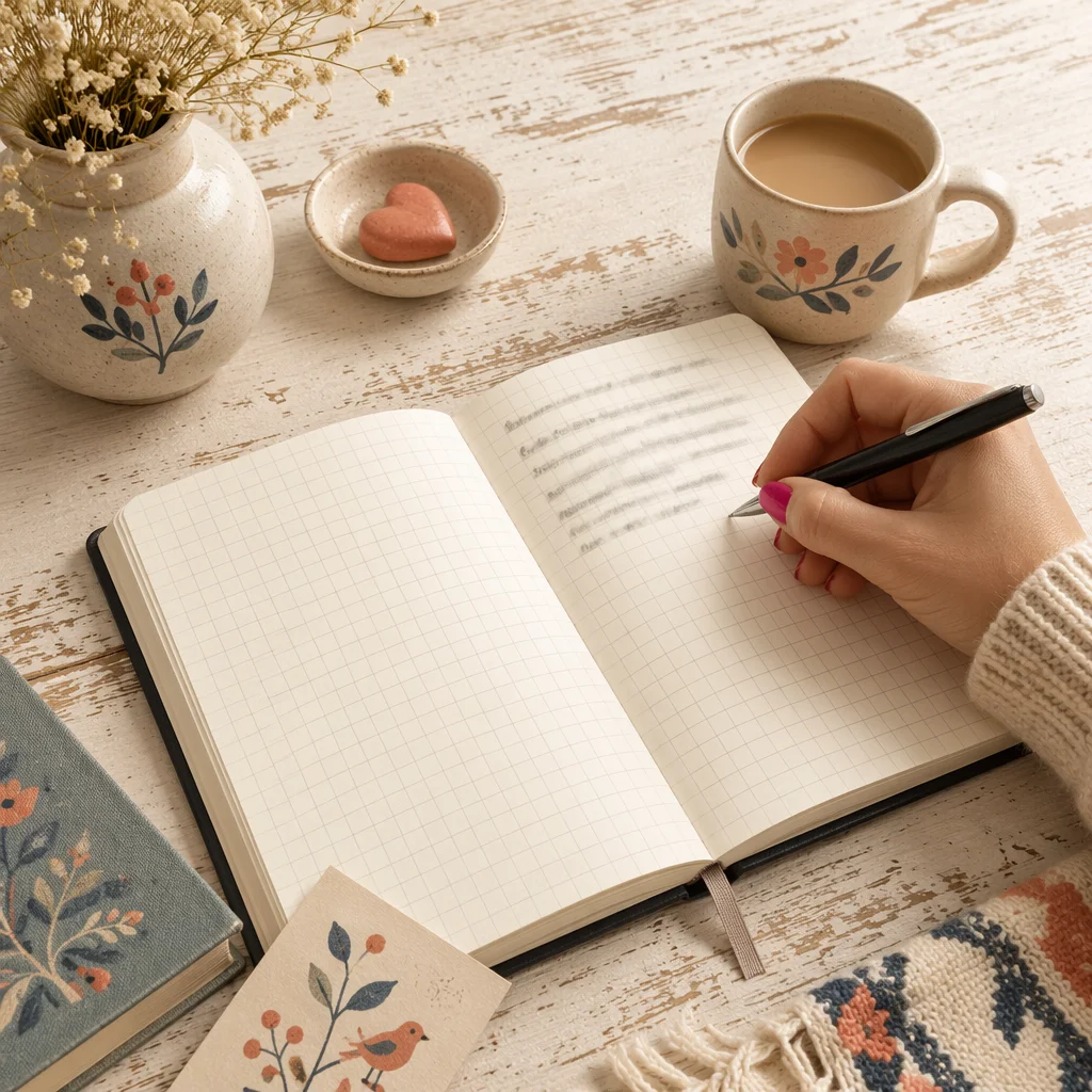 Hand Writing in a Quiet Prayer Journal