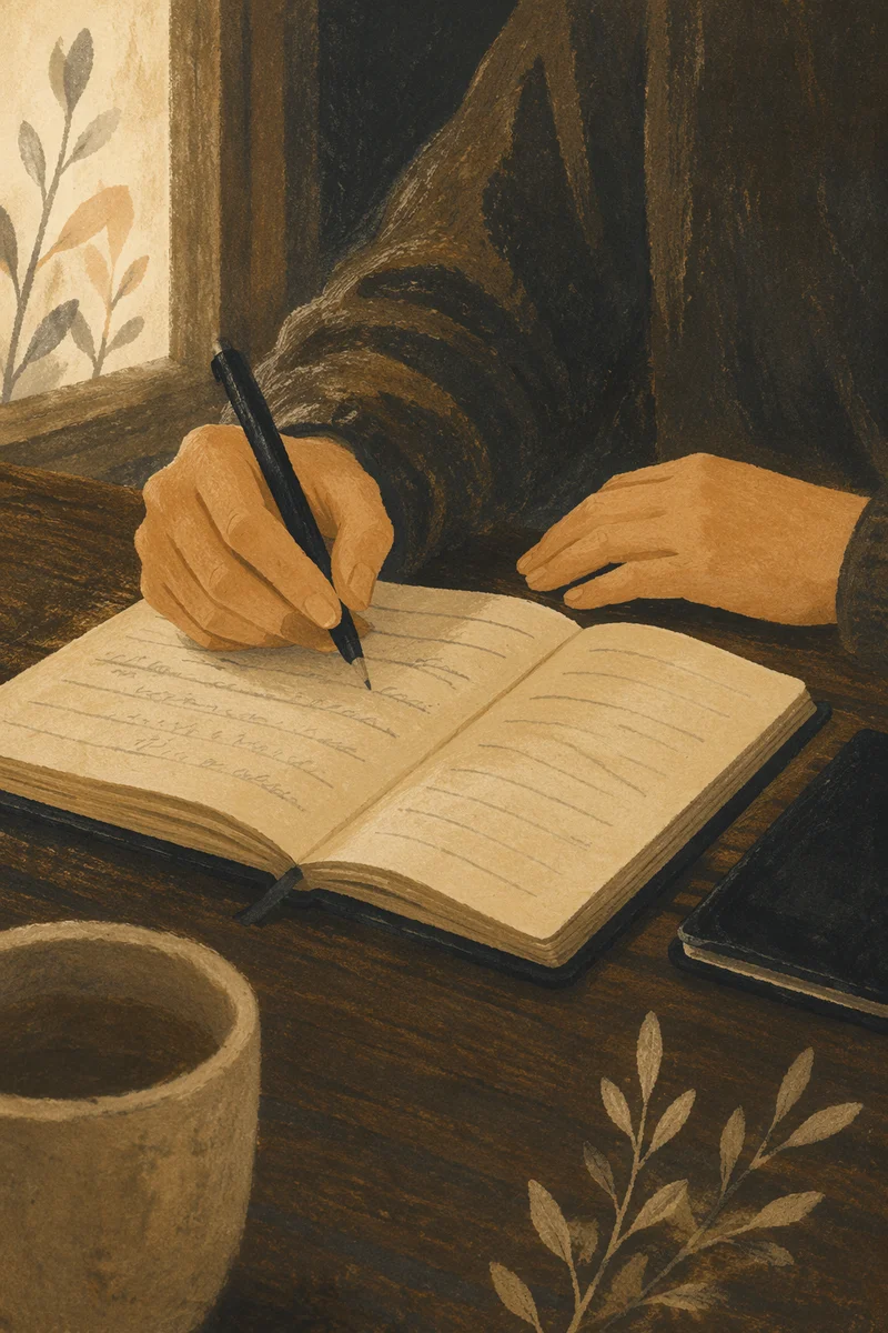 Hands Writing in a Prayer Journal
